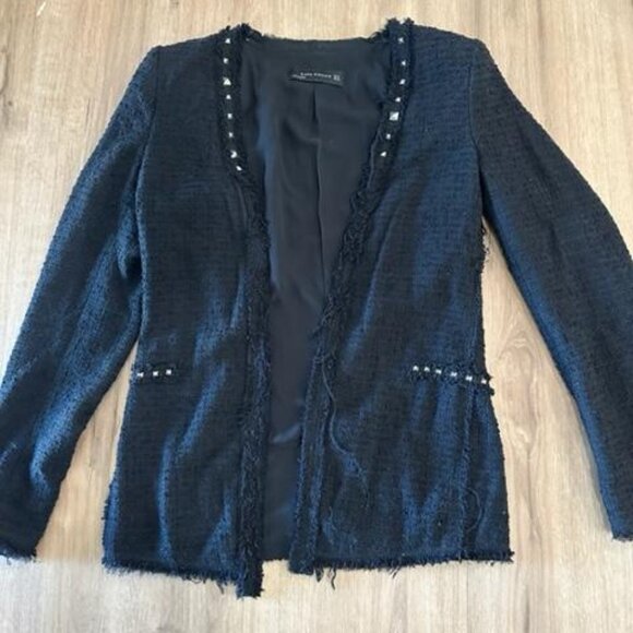 Zara- Black Blazer with Studs. Size Medium - Picture 1 of 6